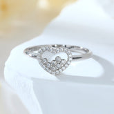 Hollow Zircon Heart Silver Ring for Women